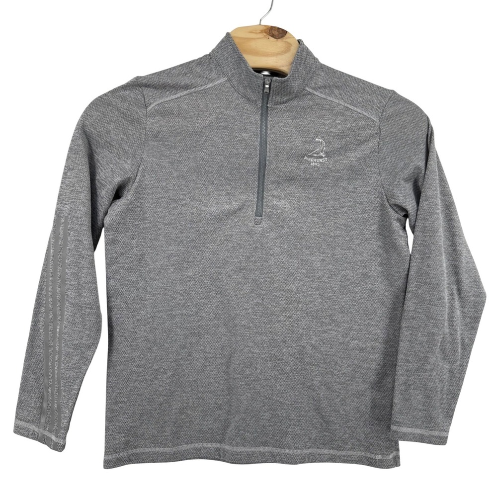 Adidas Mens Pinehurst 1895 Quarter Zip Pullover Heather Grey Golf Sweater Size M